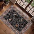 Ciicool Small Area Rug, 2x3ft Boho Black Rug, Ultra Soft Entry Rugs for Entryway, Non-Slip Washable Rugs Oriental Low-Pile Indoor Mat Floor Carpet for Entrance Bedroom Kitchen Bathroom Foyer Decor