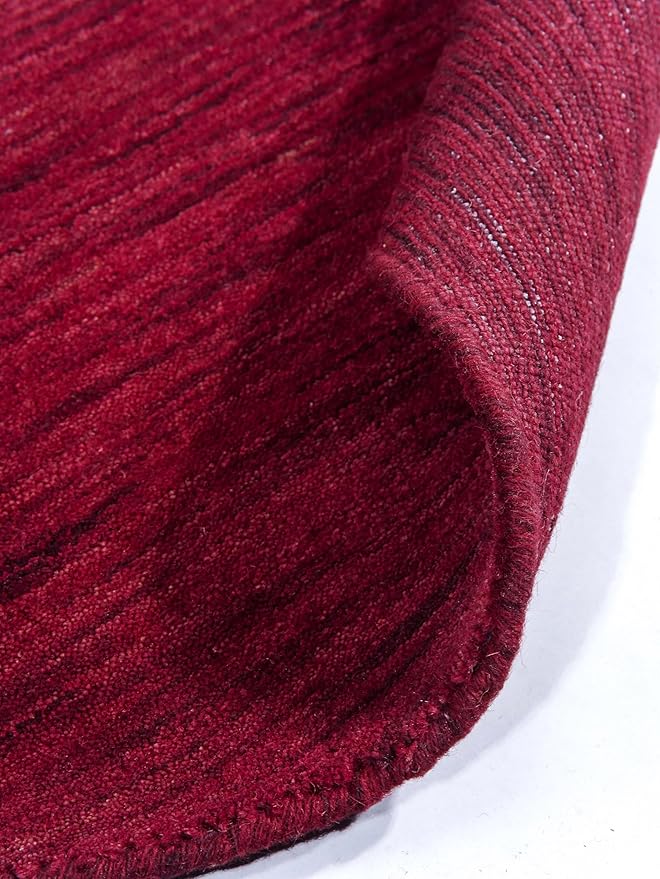 Hand Knotted Loom Wool ECO-Friendly Area Rugs - 10'x10', Square, Dark Red Color, Solid Plain Design, High Pile Handmade Anti Skid Area Rugs for Living Room, Bed Room (L00111)