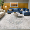 Modern Living Room Rug - 10x12 Large Area Rug for Dining Room Table, Classroom, Slate Blue Grey, Lightweight, Soft & Foldable
