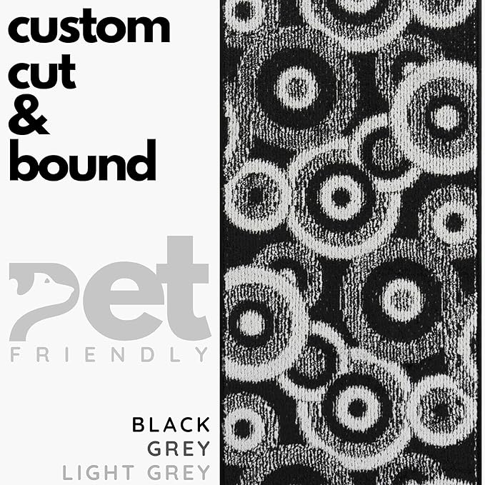 27 ft Extra Long Black Hallway Runner Rug | Non-Slip & Machine Washable | Custom Cut to Size 2'3" x 27' (Runner) | REMNAZ