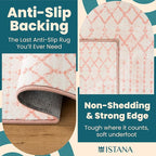 Istana Living Room Rug 10x14 - Pink 10 x 14 Area Rug - Foldable Machine Washable Area Rugs 10x14 - Stylish 10x14 Area Rugs Boho - Stain Resistant Washable Rug 10x14