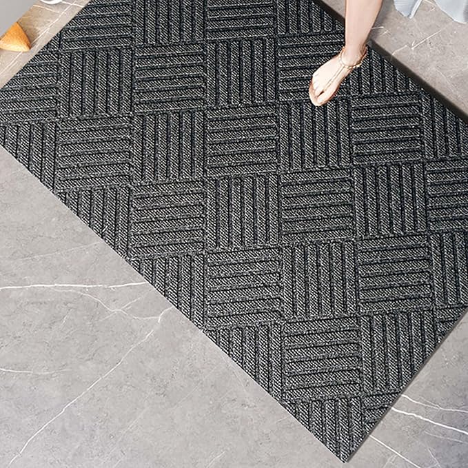 jxgzyy Commercial Front Door Mat 3'11" x 2'8", Non-Slip Indoor Outdoor Doormat, Heavy Duty Runner Rug for Entrance, Porch, Patio, Garage, High Traffic Area, Dark Grey
