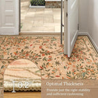 Morebes Boho Kitchen Runner 8 ft, Floral Halway Runner Rugs Non Silp Washable, Soft Low-Pile Flower Botanical Indoor Floor Throw Carpet for Entryway Bedside Bathroom, Brown