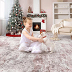 6x9 Area Rug Living Room Rugs - Washable Neutral Modern Abstract Soft Thin Large Rug Indoor Floor No Slip Rug Carpet for Bedroom Under Dining Table Home Office Decor - Pink