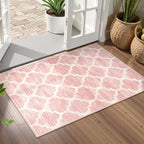 Lahome Moroccan Washable 2x3 Rugs Pink Bathroom Rugs Non-Slip Bathroom Mats,Kitchen Rugs Throw Kids Nursery Rug, Small Soft Girls Dorm Bedside Rug Modern Trellis Carpet for Bedroom Laundry Living Room