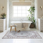 Fame Living Washable Area Rug. Modern Farmhouse. Vintage. Turkish. Bohemian. Distressed. Oriental. Traditional. Rugs for Living Room. Dining. Bedroom. Office. Entryway. Foyer. (856BrC, 7'5" x 9'8")