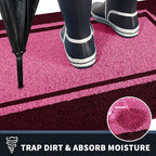 PURRUGS Dirt Trapping Door Mat 32" x 48", Non-Slip/Skid Machine Washable Entryway Rug, Shoes Scraper, Area Rug, Super Absorbent Welcome Mat for Muddy Wet Shoes and Paws, Pink & Burgundy Red