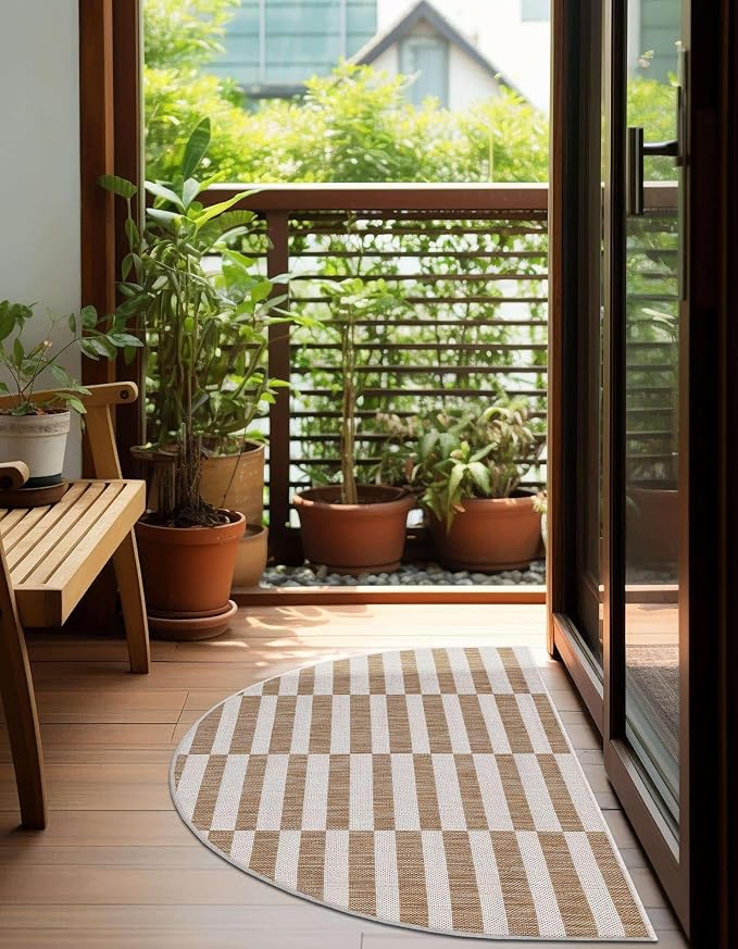 Unique Loom Outdoor Striped Collection Area Rug - Striped (2' 7" x 4' 1" Hearth Taupe/Ivory)