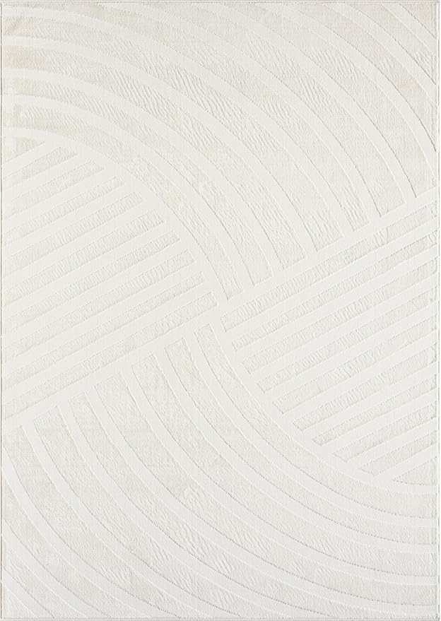 Abani Zen 6' x 9' Cream Rug – Neutral Modern Linear Pattern, Large Soft Area Rug for Living Room & Bedroom, Durable & Easy to Clean
