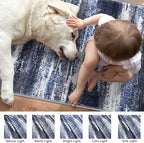 Modern Abstract Entryway Rug Indoor 2x3 Washable Rug Non-Slip Soft Small Area Rug Navy Blue Kitchen Mats Thin Print Faux Wool Floor Carpet Throw Rugs for Entrance Bedroom