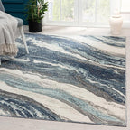 LUXE WEAVERS Lagos Collection 7983 Blue 9x12 Art Deco Area Rug