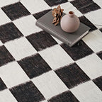 EVERGRACE Checkered Plaid Area Rug 2x8, Soft Fuzzy Faux Wool Rugs Washable Anti Slip Rugs Long Runner Rug Carpet for Entryway Bedroom Living Room Hallway Kitchen Dining Room and Laundry Room, Black