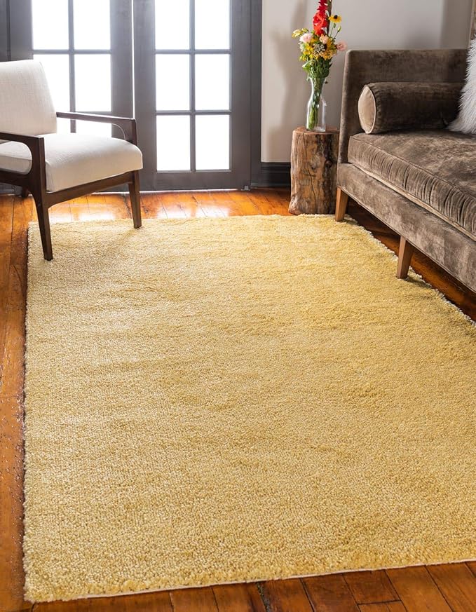 Unique Loom Solo Collection Area Rug - Calabasas (7' 10" x 10' Rectangle, Yellow)