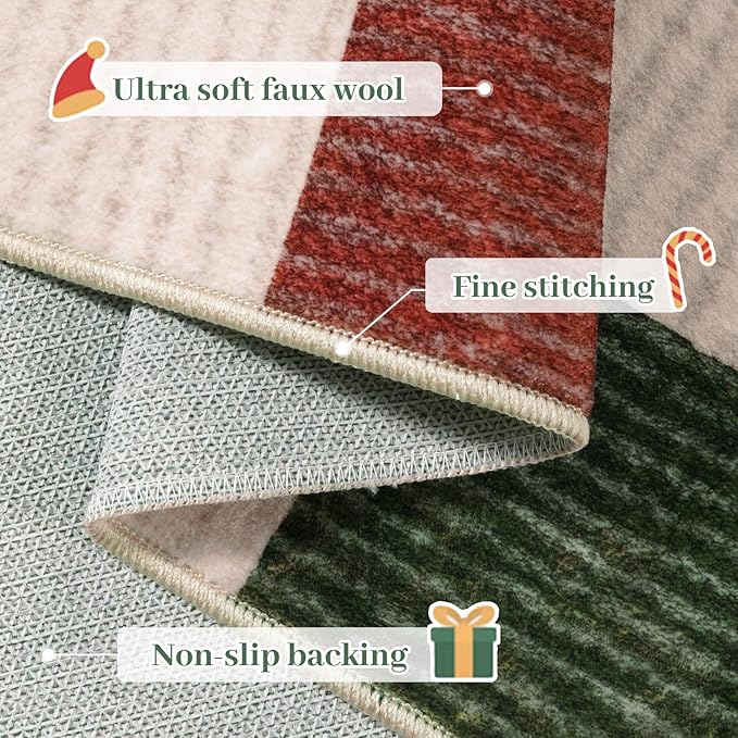 Machine Washable 5x7 Area Rugs for Living Room Clearance Checkered, Non Slip Low Pile Farmhouse Modern Neutral Playroom Boys Rugs for Bedroom, Carpet Rugs for Dining Room(Red,5'x7')