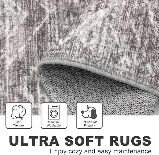 KILOCOCO Hallway Runner Rug 2'x8' Runners for Hallways Washable Runner Rug Non Slip Laundry Room Rug Low-Pile Rug Runner for Bedroom Kitchen Living Room Boho Rug, Taupe