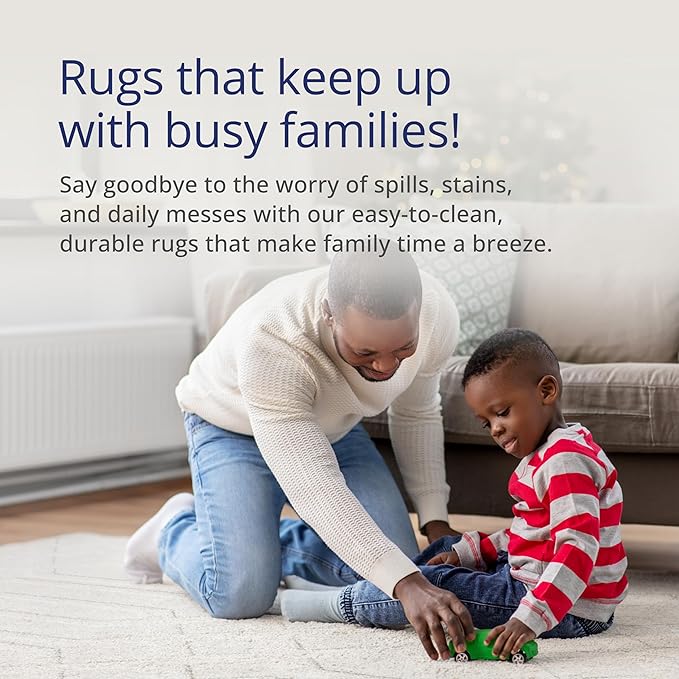 Abani Cozy Cream Area Rug for Living Room, Bedroom - Geometric Diamond Pattern - 5' x 8' - Durable & Easy to Clean