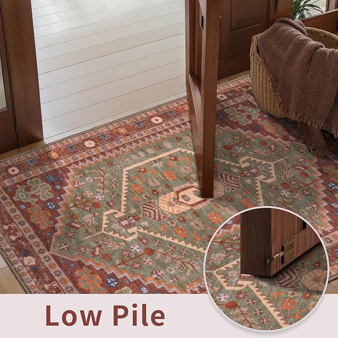 Ciicool Small Area Rug, 2x3ft Boho Rug, Ultra Soft Entry Rugs for Entryway, Non-Slip Washable Rugs Oriental Low-Pile Indoor Mat Floor Carpet for Entrance Bedroom Kitchen Bathroom Foyer Decor