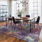 Washable Area Rugs 5'x8' Non-Slip Modern Abstract Soft for Living Room Entryway Bedroom Nursery, Print Pattern, Purple Orange Blue Green Rust Red Colorful