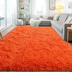 Area Rugs for Living Room, Soft Shaggy Carpets for Living Room, Fuzzy Rugs for Kids' Room, Perfect Decor for Modern Home Orange 4x6 Feet