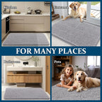 OLANLY Dog Door Mat for Muddy Paws 44x24, Absorbs Moisture and Dirt, Absorbent Non-Slip Washable Doormat, Quick Dry Chenille Mud Mat for Dogs, Entry Indoor Entryway Carpet for Inside Floor, Light Grey