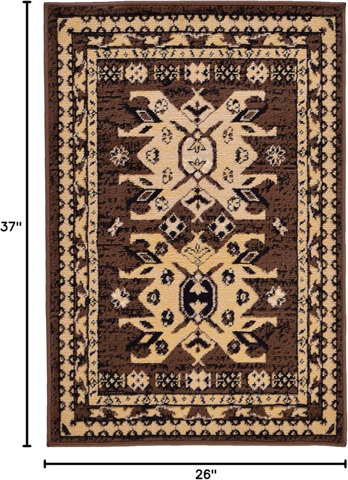 Unique Loom Taftan Collection Border Geometric Tribal Inspired Design Area Rug (2' 2 x 3' 0 Rectangular, Brown/ Tan)