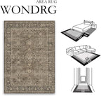 6x9 Brown Washable Area Rug for Living Room Bedroom Neutral Vintage Soft Non Slip Rug Low Pile Distressed Carpet for Dining Room Nursery Office Indoor