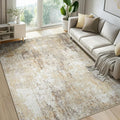Washable Area Rugs 5'x8' Non-Slip Modern Abstract Soft for Living Room Entryway Bedroom Nursery, Print Pattern, Neutral Brown Gray