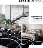 YIHOUSE Modern Washable Area Rug for Living Room Bedroom - Large Abstract Black and White Rug Non-Slip Ultra-Thin Home Decor (Dark Curve, 5'x7'ft)