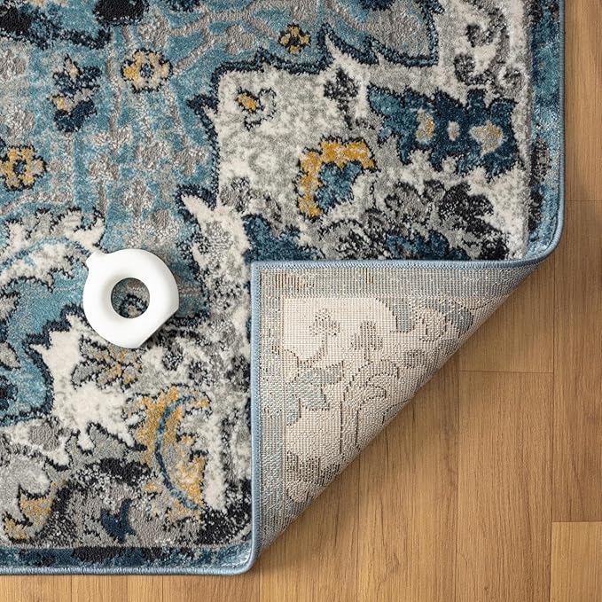 LUXE WEAVERS Moroccan Blue 6x9 Medallion Area Rug for Living Rooms