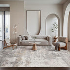 GENIMO Washable 6x9 Area Rugs for Living Room, Non Slip Modern Abstract Rug, Machine Washable Stain Resistant Low Pile Soft Carpet for Bedroom, Dining, Office, Light Grey Brown
