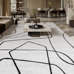YIHOUSE Modern Washable Area Rug for Living Room Bedroom - Large Abstract Black and White Rug Non-Slip Ultra-Thin Home Decor (Abstract, 9'x12')