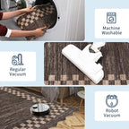 GarveeHome 8x10 Area Rug for Living Room Scalloped Washable Large Bedroom Rug Non Slip Stain Resistant Modern Border Dining Room Throw Carpet Scalloped Boho Rug for Home Decor Office Nursery, Brown