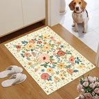 DUKINO 2x3 Rugs for Entryway, Floral Indoor Washable Door Mat, Non Slip Boho Small Rug for Kitchen, Soft Low Pile Front Door Throw Rug for Entrance, Bedroom, Kitchen, Laundry, Bathroom, Beige Yellow