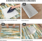 Modern Abstract 6x9 Machine Washable Living Room Rug Non-Slip Soft Bedroom Area Rug Green Mustard Multi Ultra Thin Print Faux Wool Floor Carpet Throw Rug for Nursery Playroom Dining Room Indoor
