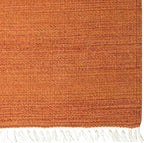 Rugsotic Carpets Hand Woven Flat Weave Kilim Wool ECO-Friendly Area Rugs - 8'x8', Square Shape, Dark Orange Color, Solid Plain Design, Low Pile Handmade Rugs for Living Room, Bed Room (D00111)