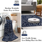 Wonnitar Moroccan 8x10 Rug Living Room Area Rugs, Washable Blue Bedroom Rug, Non-Slip Large Soft Non-Shedding Ultra-Thin Farmhouse Boho Throw Carpet for Dining Table Office Mudroom (Blue,8'x10')