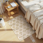 Lahome Moroccan Washable Rug Entry Rug-Non-Slip Kitchen Rugs - 2x3 Small Area Rug Indoor Door Mats for Entryway Soft Throw Doormat Indoor Entrance Non-Shedding Bathroom Bedroom Rugs Taupe Bedside