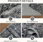 Runner Rug 2'6''x8, Machine Washable Runners, Non Slip Vintage Hallway Runner Rugs, Low Pile Lightweight Mat for Entryway, Hallway, Kitchen and Corridor, Dark Gray