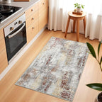 Washable Abstract Rug, 2x3 Small Modern Area Rugs with Non-Slip Rubber Backed for Kitchen, Thin but Soft Throw Carpet Bedroom Entryway Front Door Decor, Rusty Brown