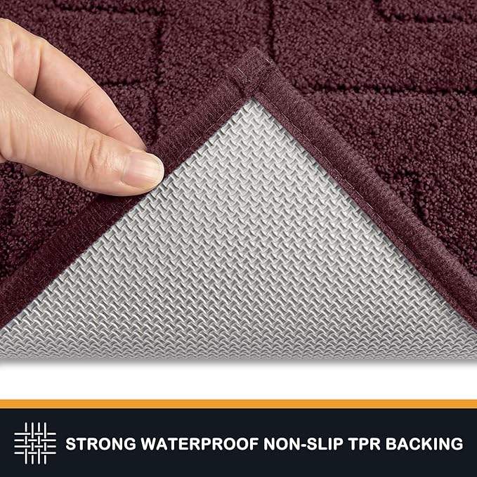 PURRUGS Dirt Trapping Door Mat 20" x 31.5", Non-Slip Machine Washable Entry Rug, Shoe Scraper, Dog Doormat, Super Absorbent Welcome Mat for Front & Back Door, Muddy Wet Shoes & Paws, Burgundy Red
