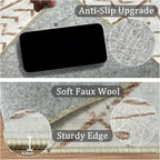 5x7 Machine Washable Area Rug for Living Room, Brown White Vintage Moroccan Rug Large Non-Slip Low Pile Soft Faux Wool Carpet, Kids and Pets Friendly for Bedroom Dining Room Farmhouse Home Decor Rug