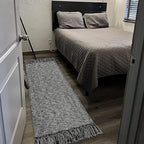 Collive Hallway Runner Rug, 2' x 6' Hand-Woven Reversible Washable , Black Cotton Modern Farmhouse Laundry Room Rug Long Carpet for Bathroom Sink Foyer Bedroom