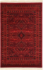 Unique Loom Tekke Collection Area Rug - Sheibani (4' 1" x 6' 1" Rectangle Red/Black)
