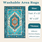 SERISSA 8x10 Area Rugs Blue, Washable Large Boho Rugs for Living Room, Ultra Soft Non-Slip Bedroom Rug Print Distressed Vintage Tribal Farmhouse Carpet Rug for Dining Room Dorm Office Home Decor