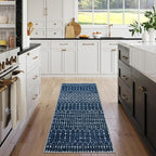 Lahome Moroccan Runner Rugs for Hallway 2x4 Bathroom Rugs Non-Slip Small Throw Kitchen Carpet Low-Pile Mat for Entryway Laundry Room Mat Geometric Indoor Carpert for Entrance Bath (Blue,2'x4')