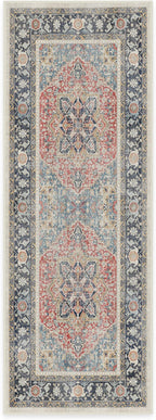 RUGGABLE Washable Vintage Runner Rug – Kamran Cayenne Red 2.5x7, Stain-Resistant, Non-Slip Hallway Runner – Machine Washable Rug for Hallway, Entryway, Living Room & Kitchen–with Cushioned Pad