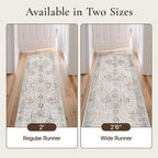 GENIMO Runner Rug 2'6"x5 Machine Washable Non Slip Vintage Hallway Runner Rug, Low Pile Lightweight Rugs for Indoor Entryway, Hallway, Kitchen and Corridor, Light Taupe Brown