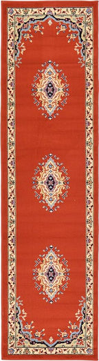 Unique Loom Reza Collection Traditional Persian Style Area Rug, 2 ft 2 in x 8 ft 2 in, Terracotta/Ivory