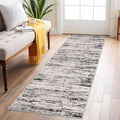 Modern Abstract Runner Rug 2x6, White Black Grey Taupe Washable Kitchen Runner Non-Slip Soft Hallway Rug Runner Thin Print Faux Wool Carpet for Entryway Bedroom Laundry Room Indoor Home Decor