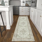 vivorug Runner Rug 2'x8' Vintage Floral Washable Non-Slip Runners for Hallways Kitchen Entryway Laundry Room Carpet Hallway Runner Sage Green